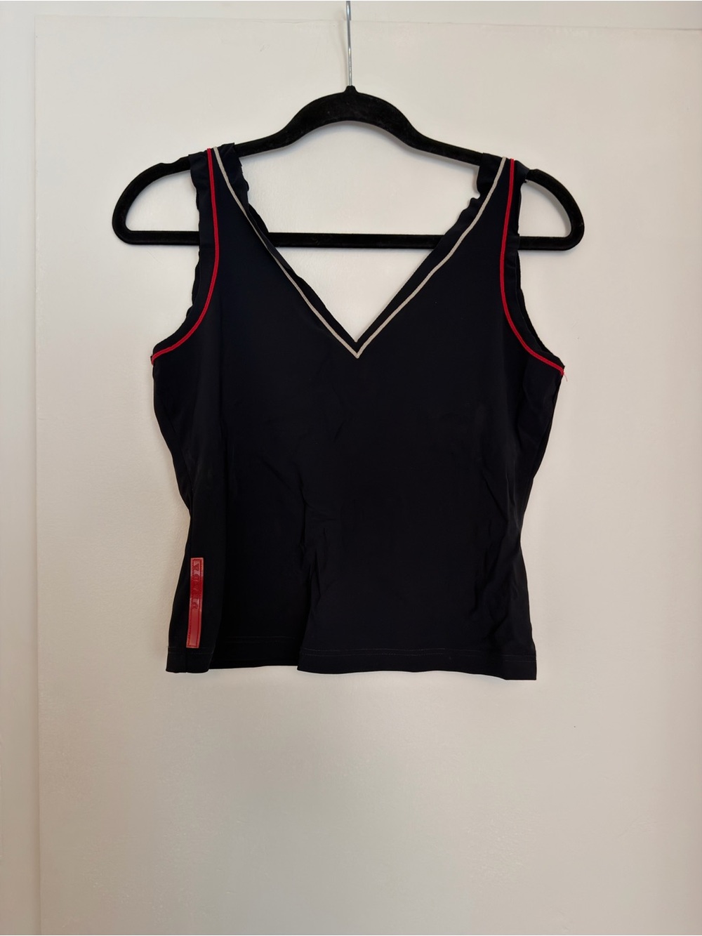 Prada Black Sports Tank with Red and White Trim